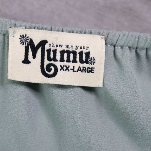 Show Me Your Mumu Heather Halter Gown | XX-Large Silver Sage Green Maxi Dress - Picture 2 of 16